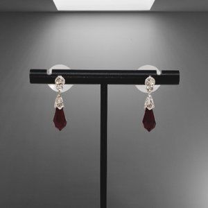 Simulated Ruby or Garnet Dangle Drop Earrings